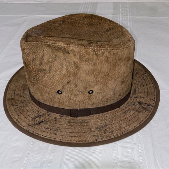 Henschel Hat Company Distressed Leather Safari Hat USA XL Cowboy Vintage - Picture 1 of 8